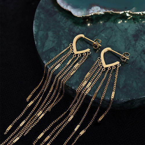 Simple Fashion Long Tassel Stainless Steel Ear Jewelry