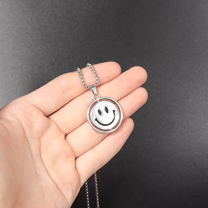 Lady Smiley Face Stainless Steel Plating Pendant Necklace