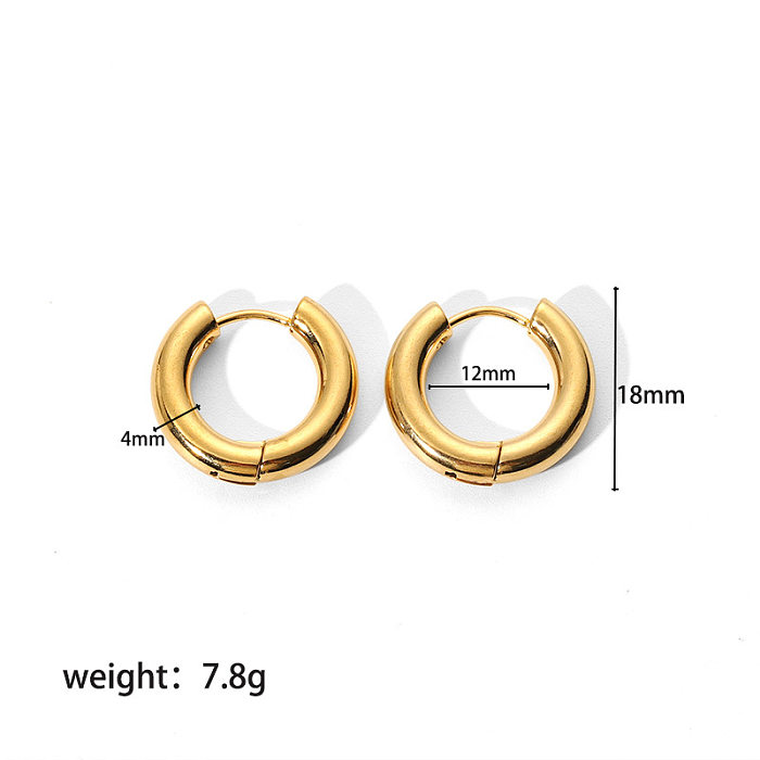 1 Pair IG Style Color Block Solid Color Plating Metal Stainless Steel  18K Gold Plated Hoop Earrings