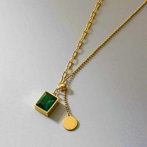 Großhandel Smaragd-Edelstahl-Halskette Design Sense Schlüsselbeinkette