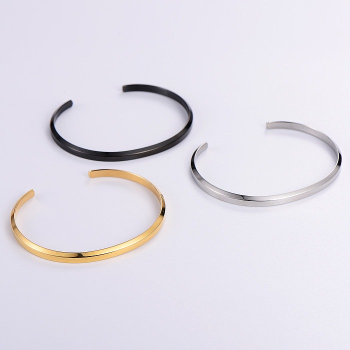 Bracelets de manchette en acier inoxydable de couleur unie de style classique de style simple