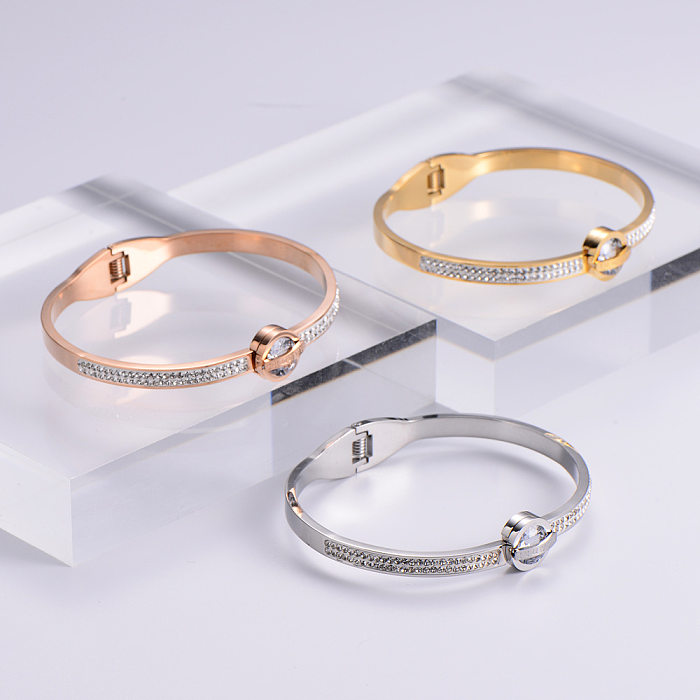 Bracelet en acier inoxydable avec chiffres romains pour femme, diamant, printemps, mode