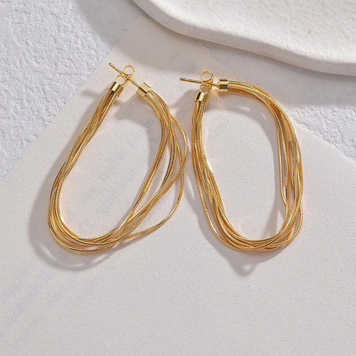 1 Pair Modern Style Solid Color Plating Metal Stainless Steel  18K Gold Plated Drop Earrings