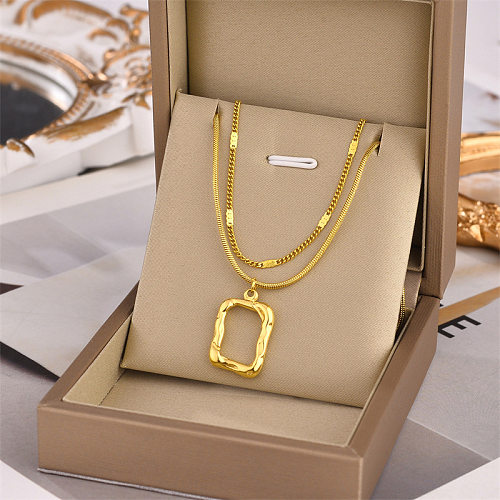 Fashion Square Stainless Steel Plating Layered Necklaces 1 Piece