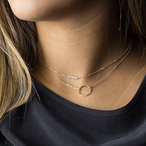 Venda quente jóias colar simples e delicado colar de aço inoxidável parágrafo curto colar de pérolas jóias por atacado