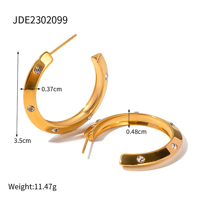 1 Paar schlichte Ohrringe aus Edelstahl mit 18-Karat-Vergoldung in C-Form