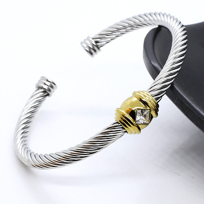 Bracelet Tendance Géométrique en Acier Inoxydable avec Incrustation de Zircon 1 Pièce