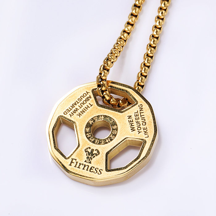 Fashion Barbell Stainless Steel Plating Hollow Out Pendant Necklace 1 Piece