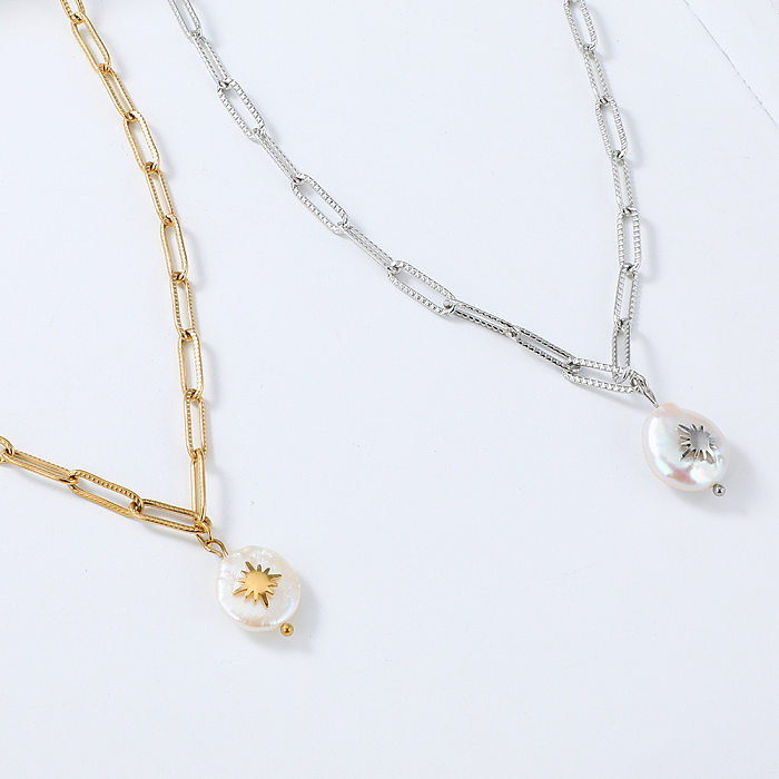 Bijoux en gros pendentif perle en acier inoxydable collier Simple bijoux