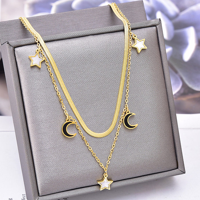 Fashion Flower Stainless Steel Plating Layered Necklaces 1 Piece