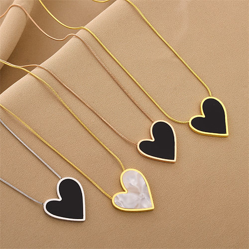 Elegant Heart Shape Stainless Steel Plating Shell Necklace