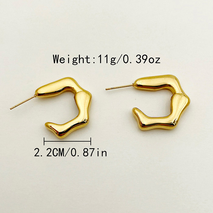 1 paire de boucles d'oreilles en acier inoxydable plaqué or, Style Simple, couleur unie