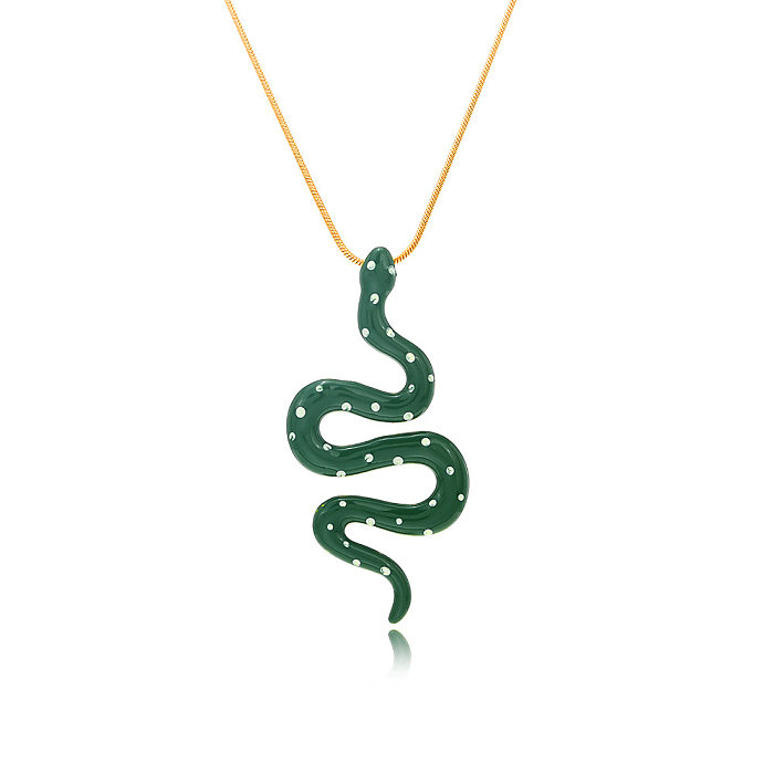 Collier pendentif en acrylique plaqué acier inoxydable serpent à la mode