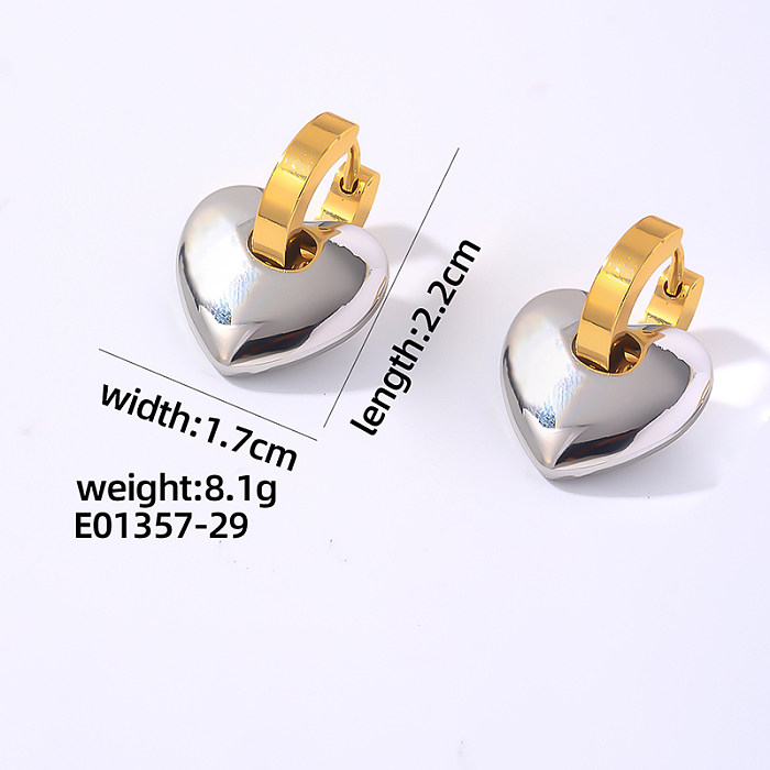 1 Pair Hip-Hop Vintage Style Heart Shape Polishing Plating Stainless Steel Gold Plated Silver Plated Drop Earrings