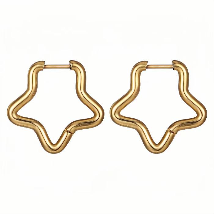 1 Paar schlichte Pentagramm-plattierte Edelstahl-Ohrringe mit 18-Karat-Vergoldung