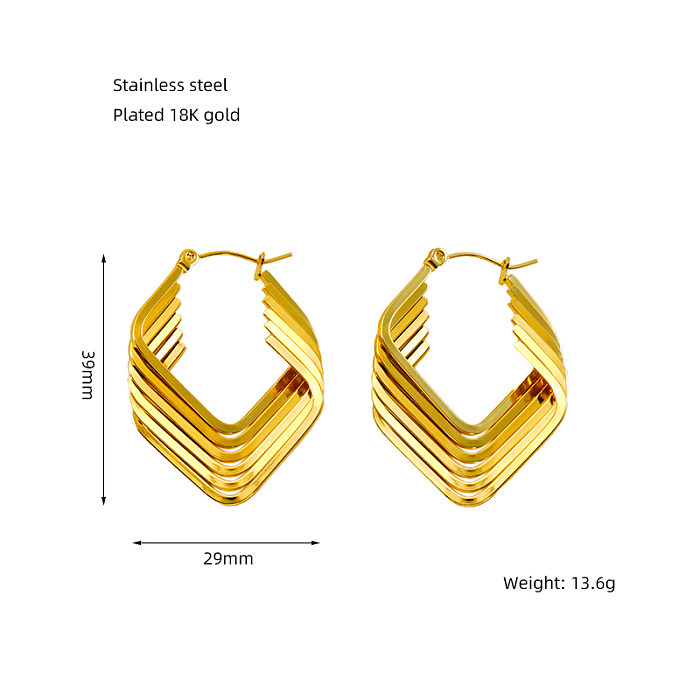 1 Pair Elegant U Shape Plating Stainless Steel  18K Gold Plated Earrings