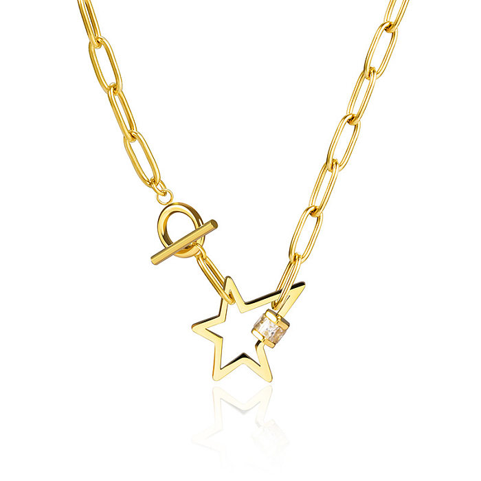 Five-pointed Star OT Buckle Stainless Steel Necklace Wholesale