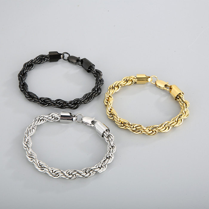 Bracelets en acier inoxydable à torsion de style simple plaquant des bracelets en acier inoxydable