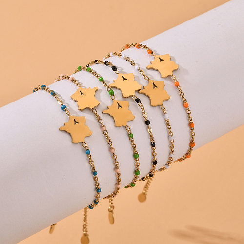 Casual Map Stainless Steel Plating Bracelets