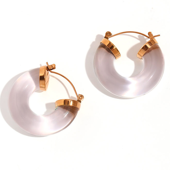 1 Pair Lady Round Plating Stainless Steel  18K Gold Plated Earrings