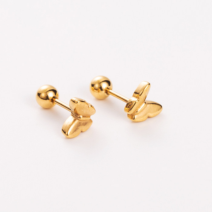 Simple Style Shiny Heart Shape Mushroom Planet Stainless Steel  Stainless Steel Plating Inlay Artificial Diamond Ear Studs