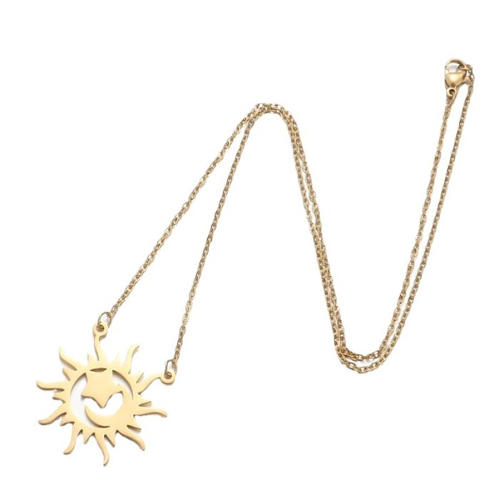 1 Stück modische Halskette mit Sonnen-Edelstahlbeschichtung