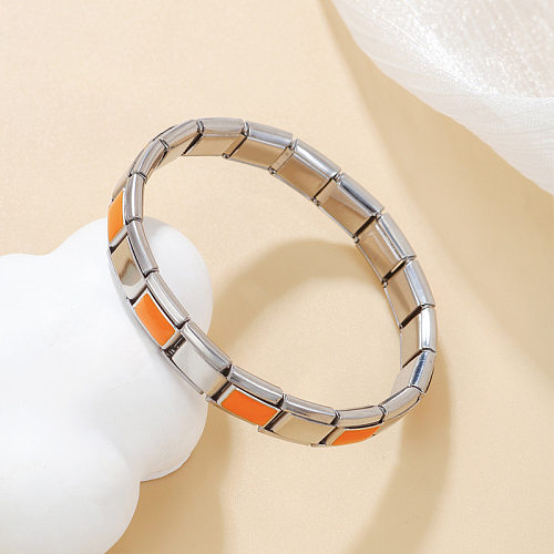 Bracelet rectangulaire rétro plaqué en acier inoxydable
