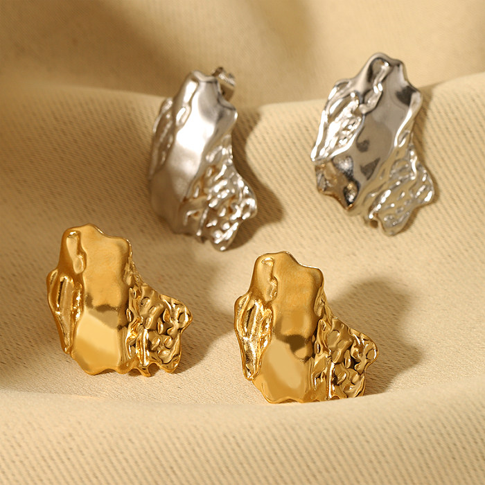 1 par de aretes chapados en oro de 18 quilates de acero inoxidable chapado en color sólido de estilo simple