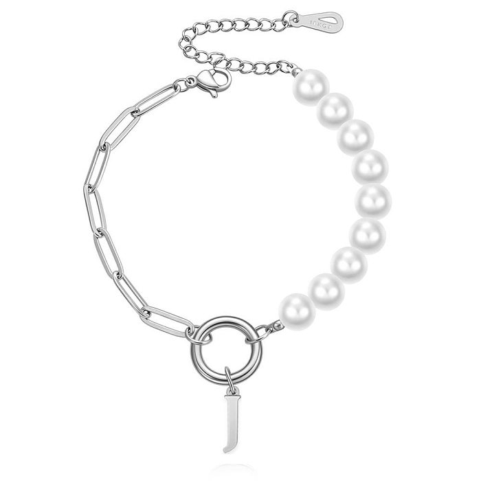 Bracelets de perles en acier titane rond de style simple