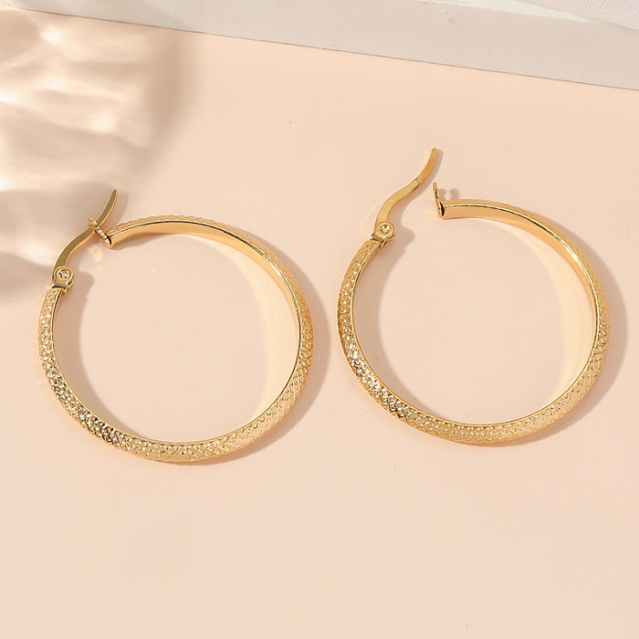 1 Pair Exaggerated Round Stainless Steel Polishing Plating 18K Gold Plated Hoop Earrings