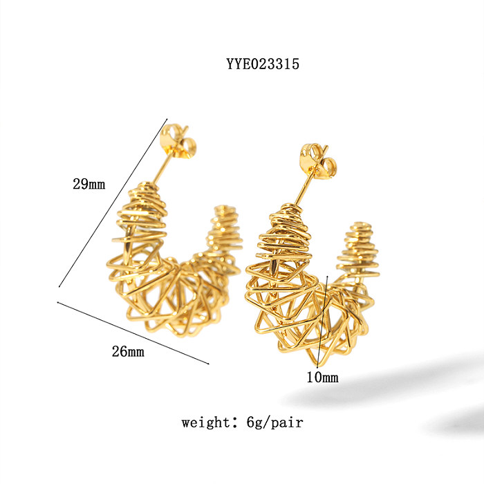 1 Pair Streetwear African Style Solid Color Asymmetrical Plating Metal Stainless Steel  18K Gold Plated Ear Studs