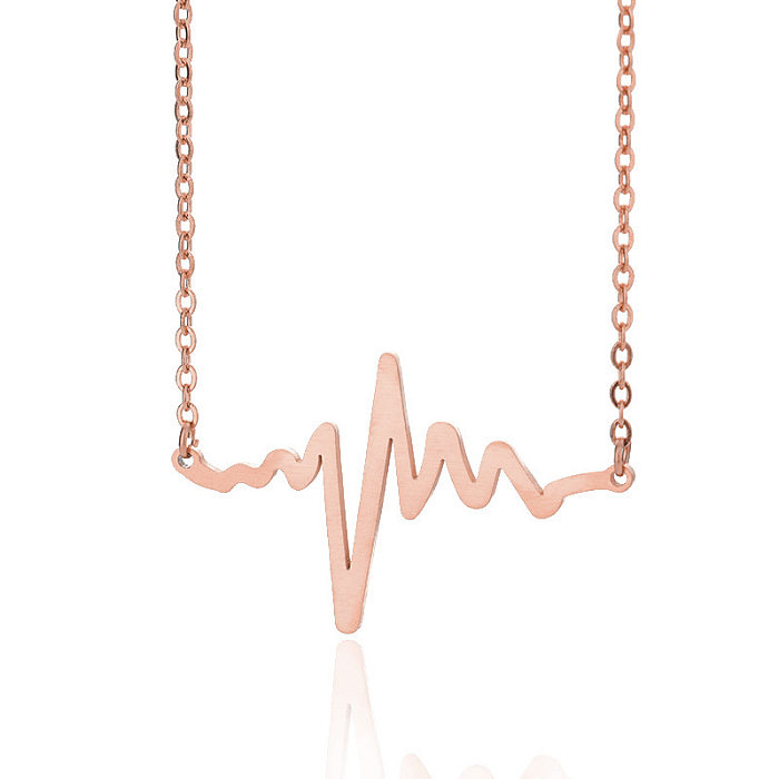 Einfache Elektrokardiogramm-Halskette aus Edelstahl mit Edelstahlbeschichtung