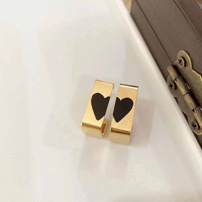 1 Pair Elegant Heart Shape Rectangle Plating Stainless Steel Ear Studs