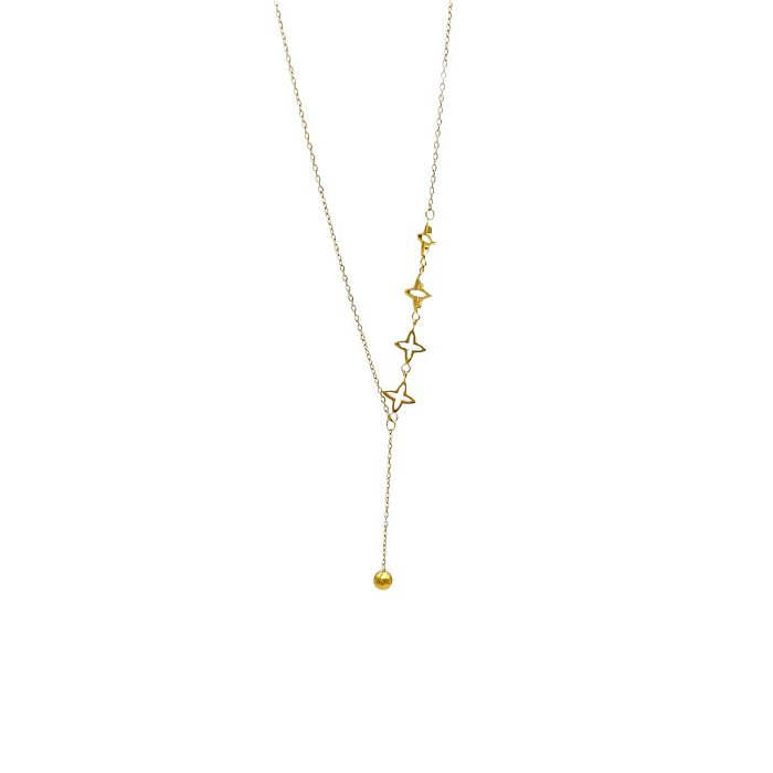 Elegante, schlichte Stern-Halskette mit 18-Karat-Vergoldung aus Edelstahl