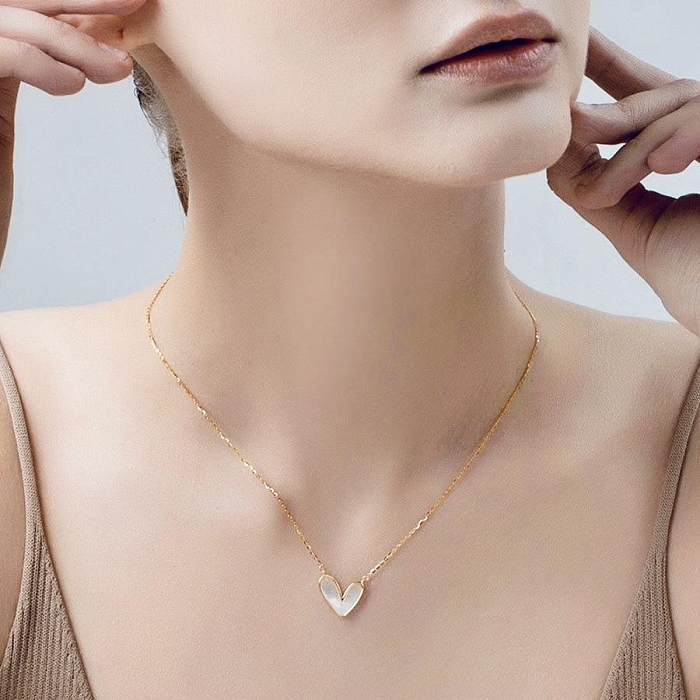 Collier pendentif plaqué acier inoxydable en forme de cœur pour femme, 1 pièce