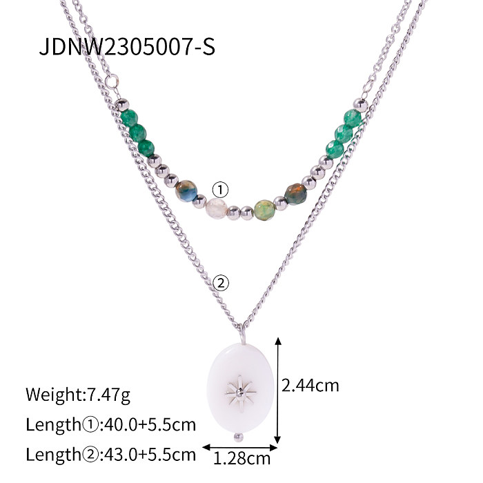 IG Style Simple Style Star Oval Stainless Steel  Beaded Inlay Zircon Double Layer Necklaces
