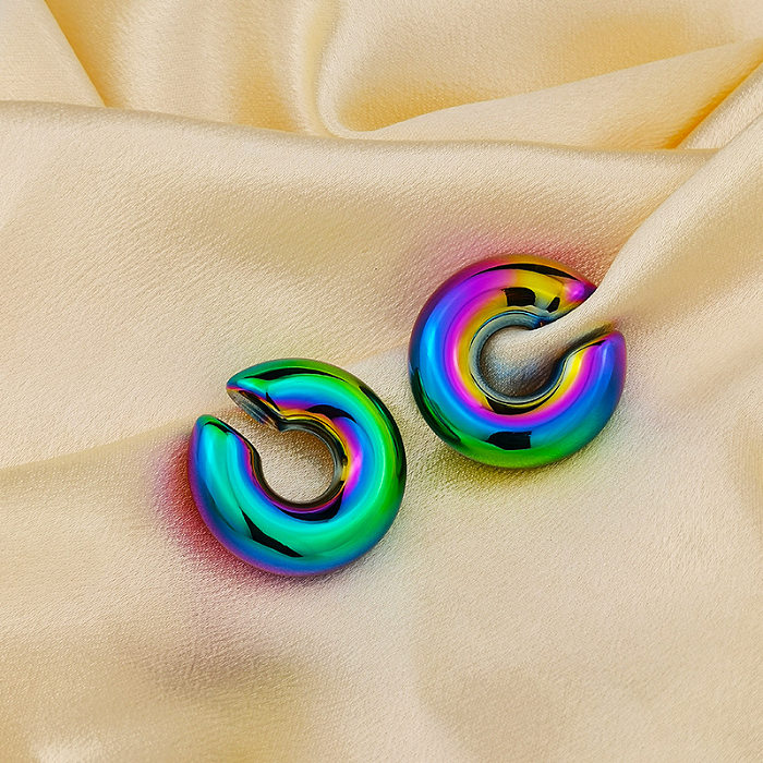 1 Paar schlichter Stil, cooler Stil, einfarbige Edelstahl-Ohrringe