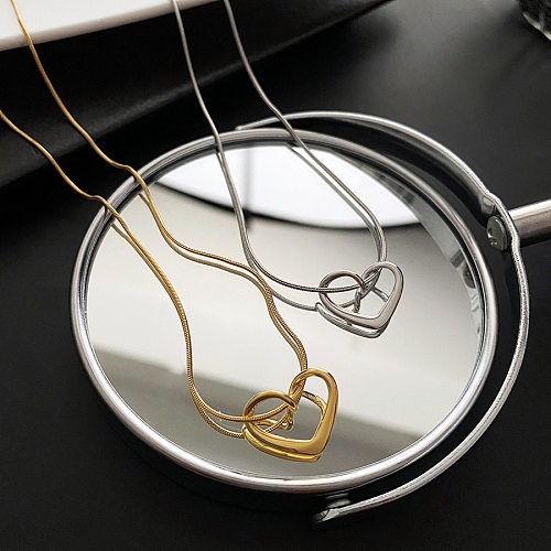 Fashion Heart Shape Stainless Steel Hollow Out Pendant Necklace 1 Piece