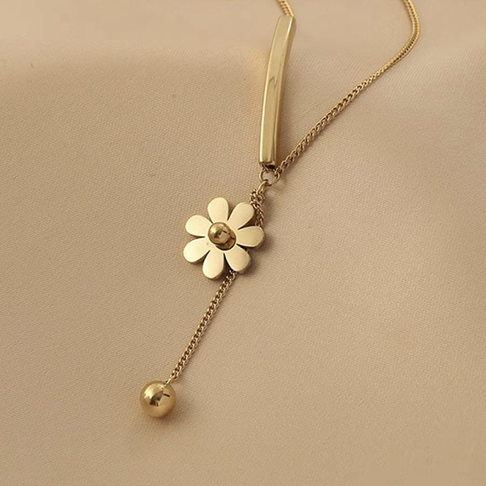 Wholesale Fairy Style Flower Stainless Steel Pendant Necklace