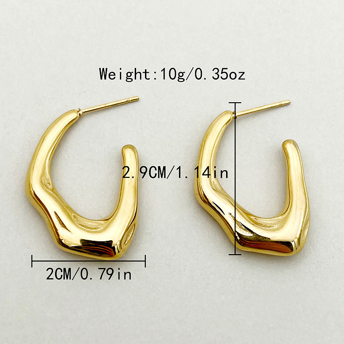 1 paire de clous d'oreilles en acier inoxydable plaqué or, Style Simple, couleur unie