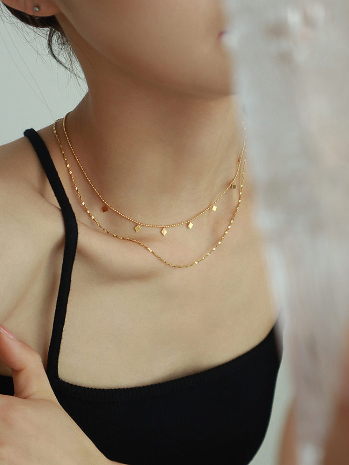 Simple Style Geometric Stainless Steel Plating Layered Necklaces