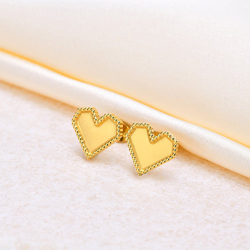 1 Pair Simple Style Commute Heart Shape Stainless Steel  Gold Plated Ear Studs