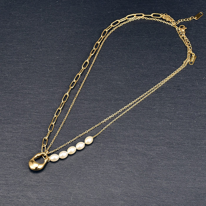 1 Stück modische Tasche mit geschichteten Halsketten mit Edelstahlbeschichtung
