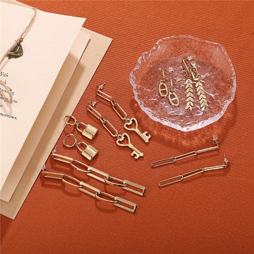 1 Paar elegante Ohrringe im Ethno-Stil mit Schlüsselverschluss und rechteckiger Beschichtung aus Edelstahl mit 18-Karat-Vergoldung