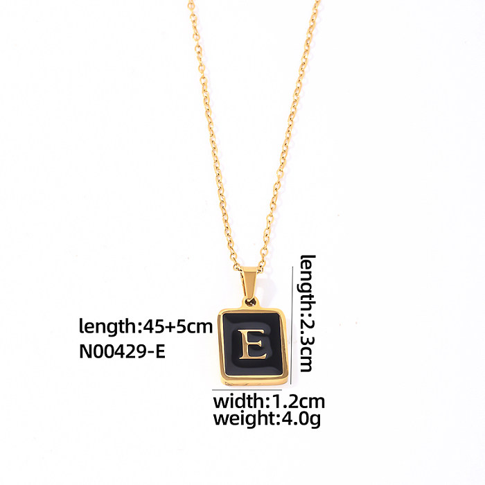 Simple Style Letter Rectangle Stainless Steel  Gold Plated Shell Pendant Necklace In Bulk