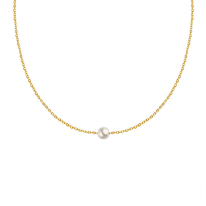 Schöne romantische klassische Schlüsselbein-Halskette aus Edelstahl mit Perlen