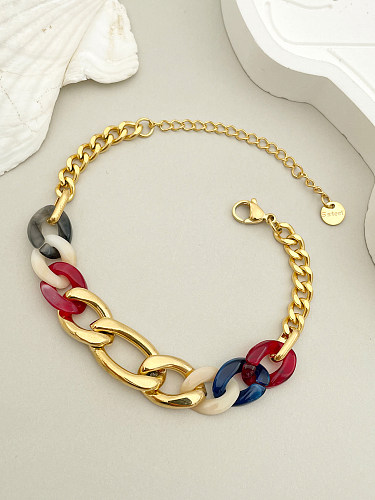 Vintage Style Punk Colorful Stainless Steel Plating Gold Plated Bracelets