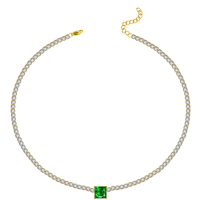 Eleganter, moderner, süßer herzförmiger, rechteckiger Halskettenanhänger mit Edelstahlbeschichtung und Metalleinlage, Zirkon, vergoldet