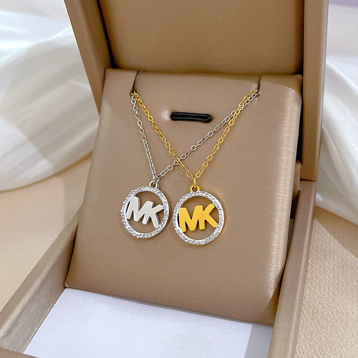 Simple Style Letter Stainless Steel Inlay Zircon Necklace 1 Piece