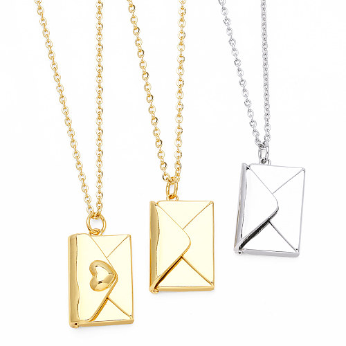 Simple Style Envelope Stainless Steel  Copper Plating 18K Gold Plated Pendant Necklace